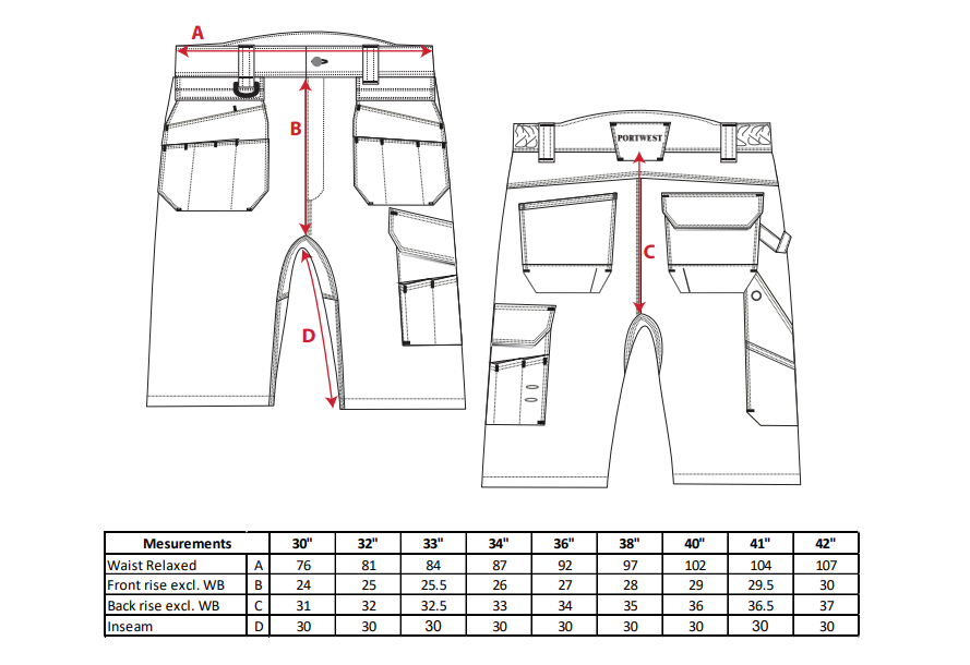 Krótkie spodnie ostrzegawcze PW3 z kieszeniami kaburowymi PW343 PORTWEST